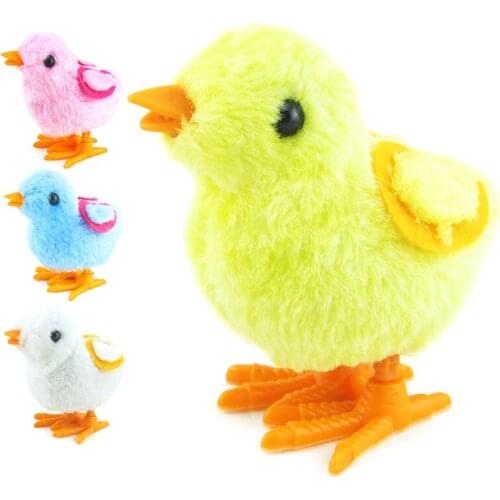 1Pc Cute Plush Wind Up Chicken Kids Educational Toy Clockwork Jumping Walking Chicks Toys For Children Baby Gifts Random Color