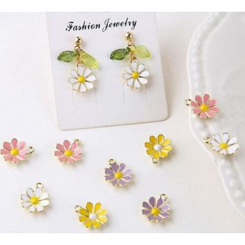 10pcs/lot 12*14mm Zinc Alloy Enamel daisy sunflower small flower Charms pendant For DIY handmade jewelry earring Accessories