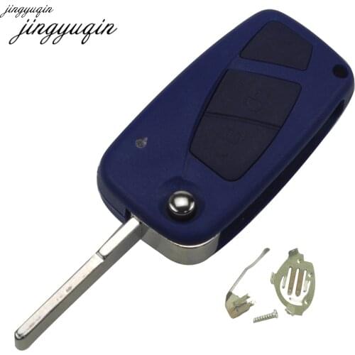Jingyuqin 10pcs/lot For FIAT Punto Ducato Stilo Panda 2/3 Buttons Replacement Flip Folding Remote Car Key Shell Case Cover