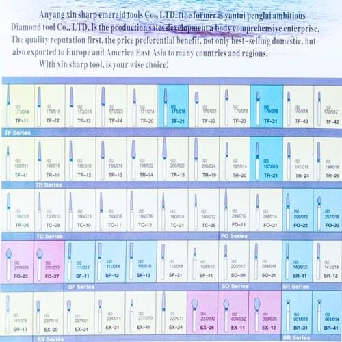 14 Lots Dental Diamond 1.6MM Burs ,50Pcs/ Bag,2bags SR11+3 bags SO21+ 1 bag BR31+3 bags TF13+1 bag EX20+1 bag TR13+3 bags TR26