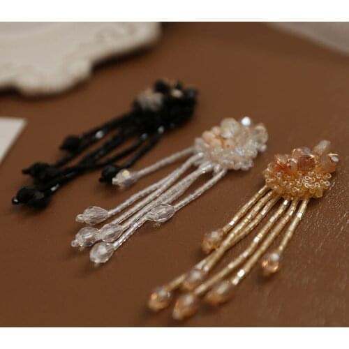 2pcs beaded flowers exaggerated 2020 Trendy Tassel Dangle Drop Earrings for Women crystal earrings material DIY accessories