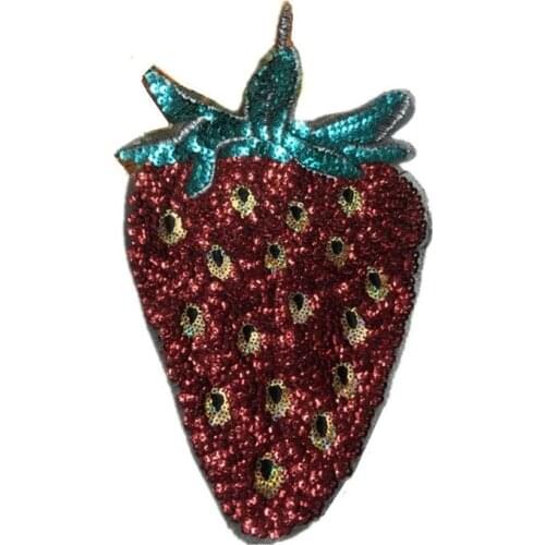 20pcs/Lot Embroidery Patches Letters Clothing Decoration Accessories Sequins Strawberry Diy Iron Heat Transfer Applique