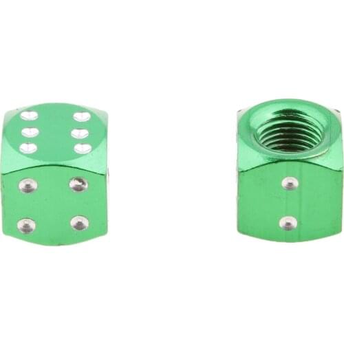 4x Aluminum Dice Valve Caps Cover Universal For Car Bike Motorcycle Green