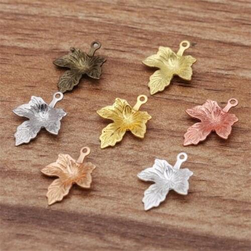 SIXTY TOWFISH 50 Pieces 12*15mm DIY Jewelry Accessories Handmade Materials Charms Brass Flower Filigree Flower Slice