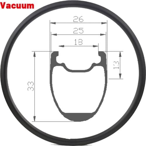 700C Carbon Fiber Rim Vacuum Clincher Road Rim depth 33mm 18-32 Hole ERD 575MM T700+T800 Carbon Road Rim for Disc / V Brake Bike