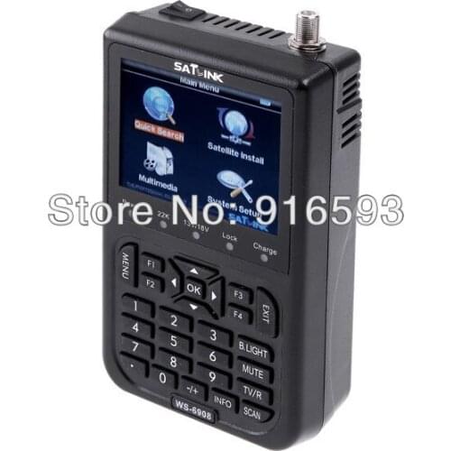 Free shipping!! Original Satlink WS-6908 3.5 LCD DVB-S FTA Digital Satellite Signal Satellite Finder Meter Supports QPSK