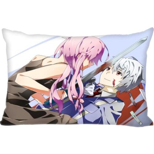 Anime Mirai Nikki Pillow Cover Bedroom Home Office Decorative Pillowcase Rectangle Zipper Pillow Cases Satin Fabric A12.21