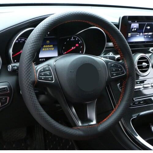 Car Steering Wheel Cover Universal Artificial Leather Braid For Steering Wheel Stitch On Wrap Auto Steering cover 15 inch/38cm