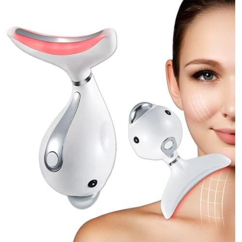 3 Colors LED Photon Therapy Heating Double Chin Removal Massager Face Neck Wrinkle Remover Skin Lifting Tighten Beauty Care Tool