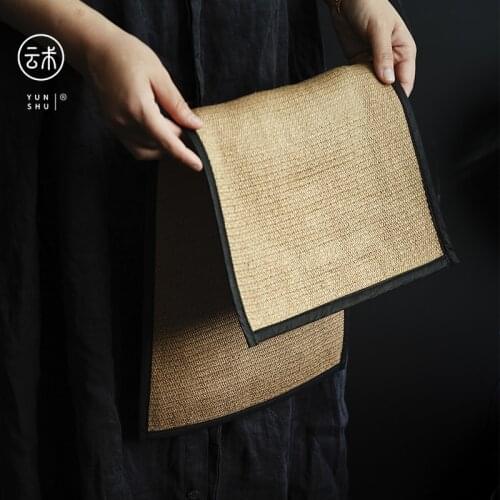 Franch Vintage Ramie Fragrant Cloud Yarn Covered Linen Tea Mat Table Runner Zen Linen Tea Mat Tea Tray Mat