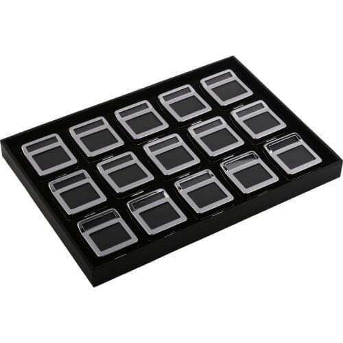 GEMTRUE Wholesale Black Gemstone Diamond Display Boxes Jewelry Case Container with Clear Top Lid