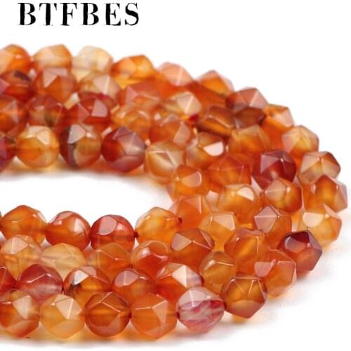 Natural Red Agates Faceted Loose Spacer Beads For Jewelry Making DIY Charms Bracelet Ear Studs Accessories 8mm 15'inches Strand