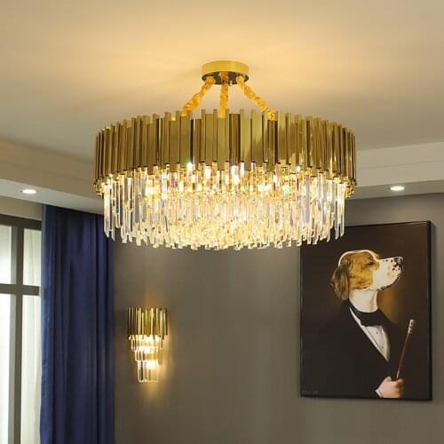 2021 Modern Crystal Gold Chandelier Lighting LED Lamp Living Room Bedroom Decor Chandeliers Kitchen Island Indoor Light Fixtures