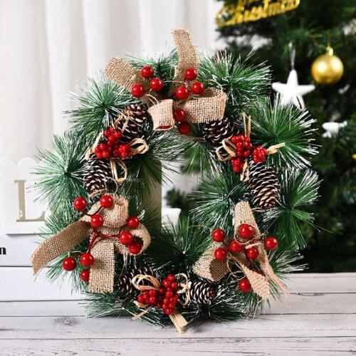 Simulation Christmas Three Pinecones Wreath Holiday Props Garland Hanging Pendant Party Festival Decoration Autumn Wreath