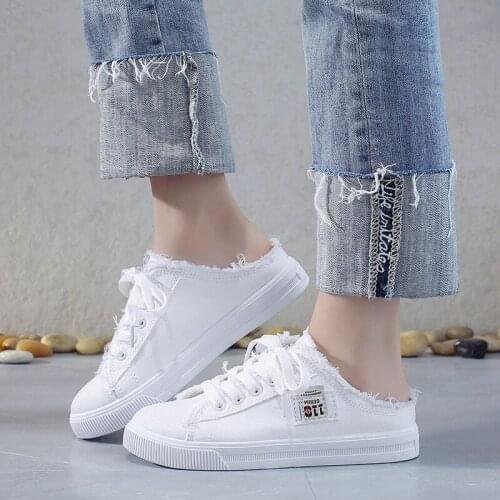 2021 New Spring Autumn Women Canvas Footwear Flat Sneakers Women Casual Shoes Low Upper Lace Up White Shoes