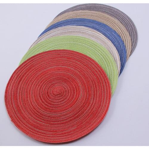 Round Design Table Ramie Insulation Pad Solid Placemats Linen Non Slip Mat Kitchen Accessories Decoration Home Coaste