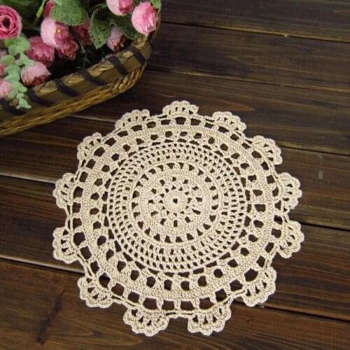 Round Handmade Heat Insulation Placemat Crochet Hook Flower Cotton Woven Mug Kitchen Dinner Plate Heat Insulation Pad