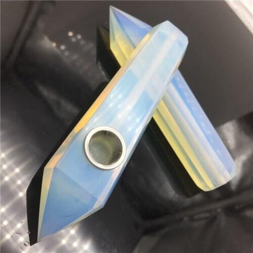 Natural crystal pipe opal crystal quartz Cigarette holder as gift 2 strainer + 1 brush