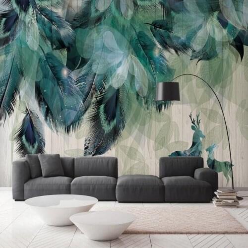 Custom Mural Wallpaper Modern Abstract Feather Elk Art Wall Murals Living Room Sofa TV Bedroom Bedside Background Wall Painting
