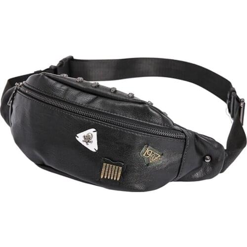 New Fashion Men Thick Leather Fanny Bag for Phone Pouch Male Leather Messenger Bags Fanny Pack Male Travel Large Waist Bag Men
