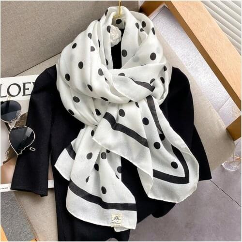 2021 Newest Women Spot Pattern Cotton Voile Scarf Shawls Wraps Hijabs Scarf