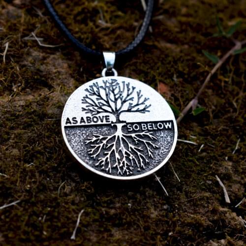 SanLan Norse viking wicca as above as below tree of life necklace