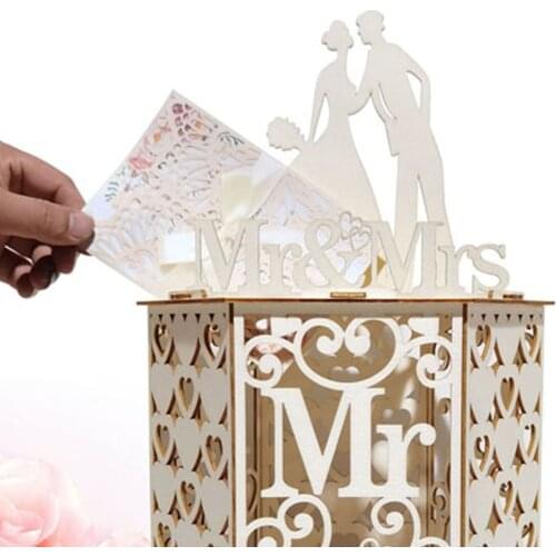 Mailbox Collection Gift Wedding Card Box Money Baby Shower Party Decor Anniversary Wooden Hexagon Vintage Exquisite Graduations