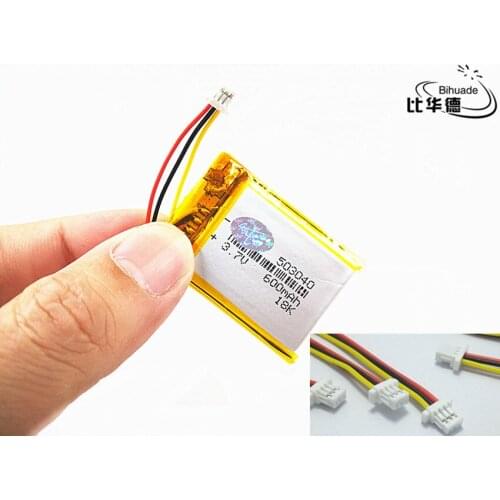 JST PH 1.0mm 3 pin Good Qulity 3.7V,600mAH 503040 Polymer lithium ion / Li-ion battery for tablet pc BANK,GPS,mp3,mp4