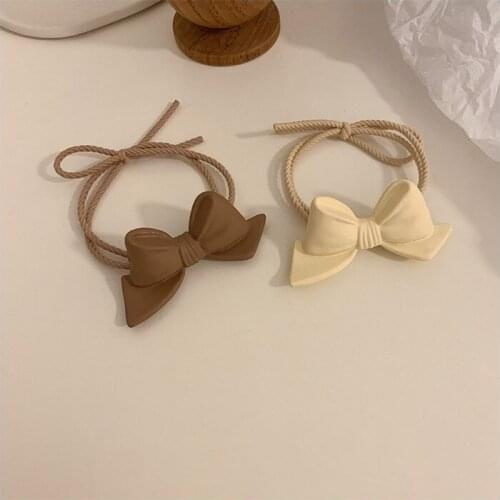 Autumn and Winter New Coffee Color Bow Tie Hair Rope Sweet Girl Hair Accessories Head Rope Girls Rubber Band Hair Rope