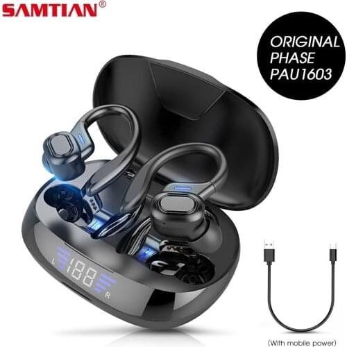SAMTIAN Wireless Headphones Bluetooth 5.0 Sports Headphone With Charging Box 3D Stereo Surround Sound Ear-hook Headphones