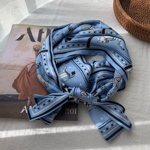 2021 spring Korean version of all-match women scarf silk hand-feel double-sided printing scarf thin section scarf 15x150cm