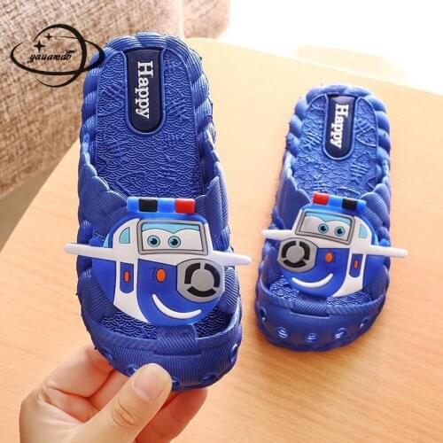 2-8y Kids Slippers Summer Boys Girls Flip Flops Shoes Cartoon Flat Soft Bottom Hollow Breathable Antiskid Childrens Footwear