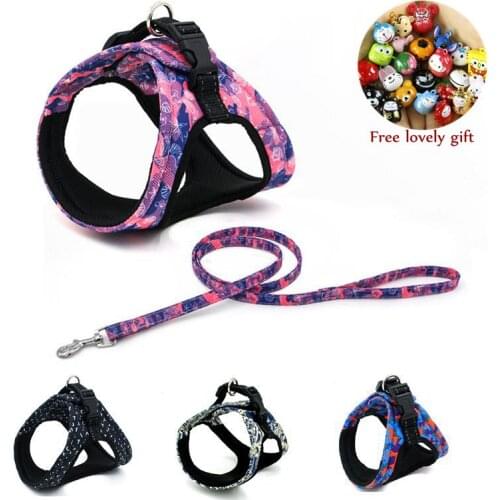 Dog Harness Adjustable Mesh Printed Vest Harness for French Bulldog Chihuahua Small Medium Pet Cat Walking Leash Dog Products