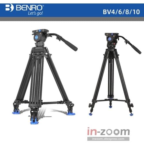 Benro BV6/BV4/BV8/BV10 Series Camera Tripod Adjustable Damping Hydraulic PTZ Photography Professional Tripod
