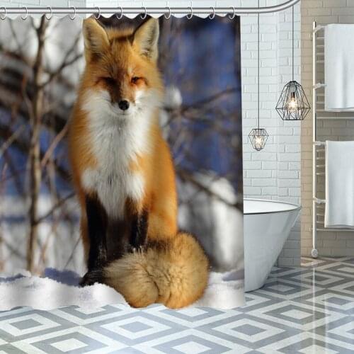 Fox Shower Curtains Waterproof Fabric Cloth Bathroom Decoration Supply Washable Bath Room Curtain douche