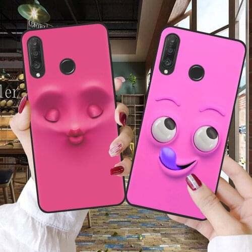 3D Funny Face Black Silicone Phone Case For Huawei P10 P20 P30 P40 Lite E Mate 10 20 Lite Pro Soft Back Cover Fundas Shell Capa