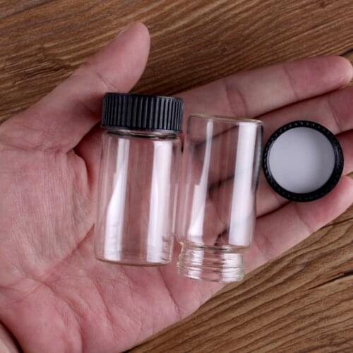 5pcs 25ml 30*60mm Glass Jars with Black Plastic Caps Clear Glass Bottles Potion bottles Glass Vials for Art Craft
