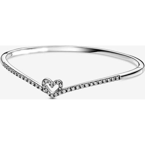 Shining silver plated bracelet Pan Jiatong substantial bracelet love the wishbone bangle bracelet cupronickel material openings