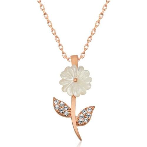 Tevuli 925 Sterling Silver Mother Of Pearl Flower Necklace