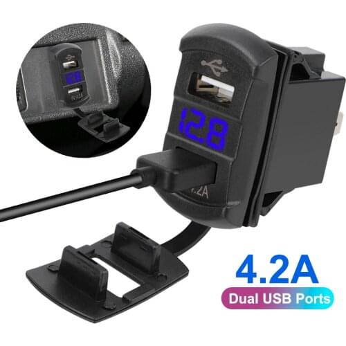 Universal Dustproof Phone Charger 5V 4.2A Digital display Auto Adapter Dual USB Ports Car Charger for Car RV Camper Caravans