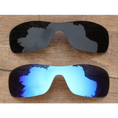 Vonxyz Two Pieces Stealth Black & Ice Mirror Polycarbonate Replacement Lenses for-Oakley Antix Frame