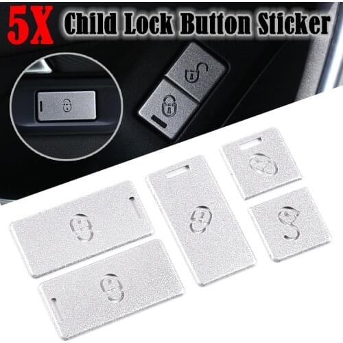 Wooeight 5x Car Door Child Lock Button Cover Trim Stickers Fit For Land Rover Discovery Sport 2020 Children Safety Switch Decals