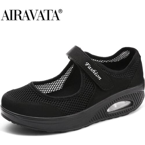 Womens Outdoor Sports Shoes Velcro Cushion Anti-skid Mesh Breathable Walking Shoes 35-42