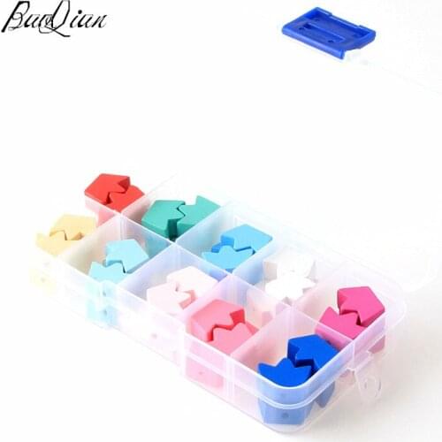 1Box Crown Shape Colorful Spacer Wood Beads For Kids Jewelry Making Necklace Lead-free Loose Beads
