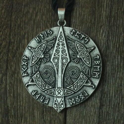 Lanseis 10pcs viking men necklace celt crow norse letter symbol pendant celt three raven jewelry