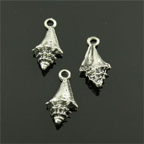 10pcs Charms Conch Antique Silver Color Alloy DIY Jewelry Making Accessories 21x11x6mm