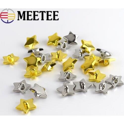 100pcs 15mm High-grade UV Electroplating Stars Plastic Buttons Gold/silver Pentacle Button Shirt DIY Decorate Accessories ZK730