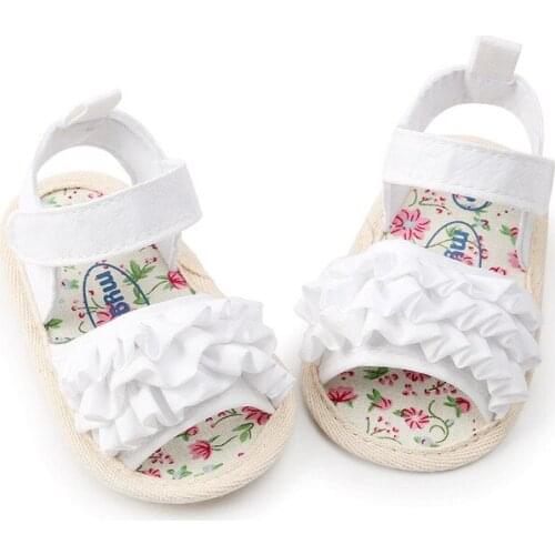 2018 Newborn Summer Shoes Fashion Infant Baby Girl Crib Shoes 0-18 Month Baby Girl Ruffle Sandals Toddler Princess First Walkers