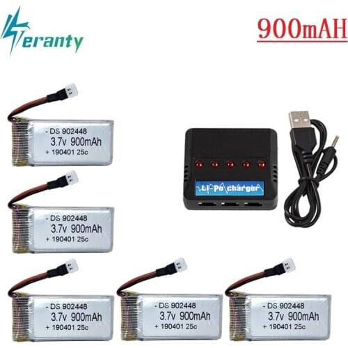 3.7v 900mah Lipo Battery + USB Charger For Syma X5c X5 X5sw Mjx X708W XS801 XS801C Rc Quadcopter Spare Parts 3.7v Drone Battery