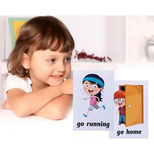 34pcs English Early Learning Flash Cards For Kids Daily Behavior Life Educational Word Card Kindergarten Teacher Teaching Aids